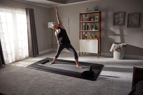 Anji Mountain Gym Flooring Mat Compatible with Peloton Bike Elliptical Treadmill MatUnder Exercise Bike Trainer Mat Pad for Stationary Indoor Spin,Hardwood Floor Carpet Black Gym Equipment Mat,4' x 8' in Saudi Arabia