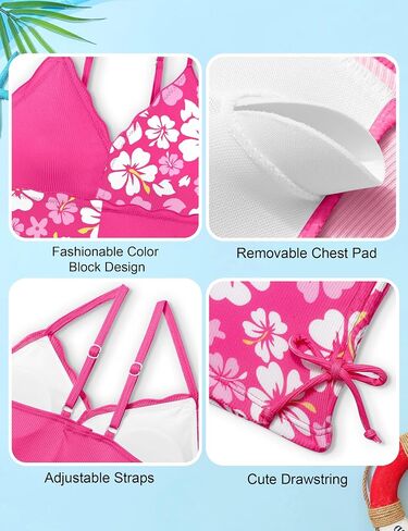 KANGKANG Girls Swimsuit V-Neck Girls Bathing Suit for Girls 2 Piece Swimsuit for Girl Swimwear Cute Tankini with Shorts 7-14y in Kuwait