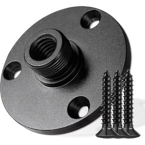Mic Podium Flange Mounts with Pad, Microphone Gooseneck Table Mounts with 5/8-27 Male 3/8-16 Female Threads and Mounting Screws, 1PCS