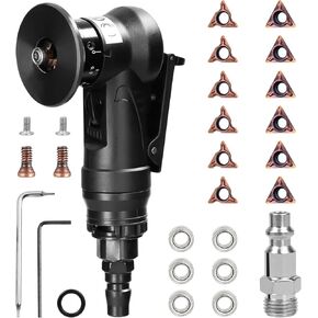 Pneumatic Chamfering Tool, Mini Chamfering Deburring Tool For Metal Beveling Machine Pneumatic Edge Beveler for Metal Trimming, Arc Corner Deburring Linear Beveling Trimming (Black)