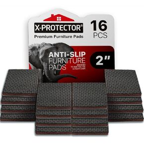 X-PROTECTOR Non Slip Furniture Pads - 16 Premium Furniture Grippers 2"! Self-Adhesive Rubber Feet Furniture Feet - Ideal Non Skid Furniture Pad Floor Protectors - Keep Furniture in Place!
