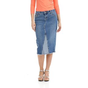 ESTEEZ Denim Jean Skirts for Women Midi Length - Women's Pencil Stretch Modest Denim Skirts - Milan