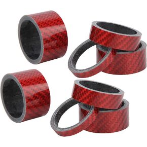 Keenso Carbon Fiber Fork Washer Stem, 2 Set 5/10/15/20mm Headset Front Fork Spacer Stem Washer(Red)