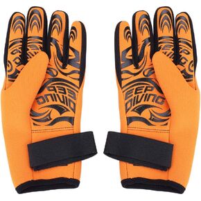 2MM Neoprene Diving Gloves Keep Warm Non Skid Gloves Wetsuit Gloves for Adult Swimming Snorkeling(XL Orange)