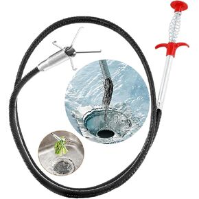 Drain Snake Hair Drain Clog Remover Tool - Flexible Gripping Claw Pickup Reach Tool with 4 Claws for Trash Pickup, Home and Kitchen Sinks, Drains, Toilets (34 Inch)