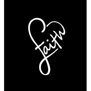 Faith Heart MKR Decal Vinyl Sticker |Cars Trucks Vans Walls Laptop|White|5.5 x 3.6 in|MKR1508