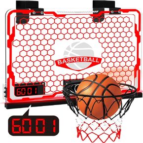 Aitbay Basketball Hoop Indoor for Kids: Easy to Install Door Basketball Hoop with Noise Reduction & 9 Modes LED Lighting Anti-Scratch Electronic Scoreboard, Boy Gift for 5 6 7 8 9 10 11 12 13 Year Old