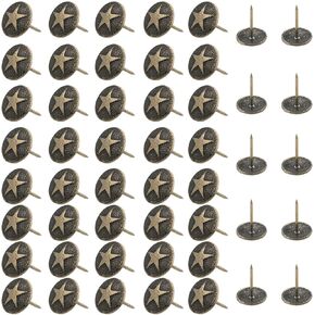 50PCS Star Furniture Decorative Nails 16x20mm Vintage Star Round Head Upholstery Studs Upholstery Studs Sofa Nails Chest Cabinet Decorative Nails for Furniture DIY Nails