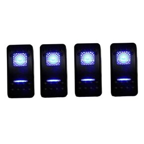 Amarine Made 4pcs of 12v 20A Rocker Switch Waterproof On-Off-On 2 Position Switch Boat Marine DPDT 7 Pin with 2 Led Lights (Blue)