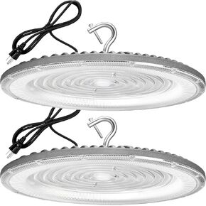 2 Pack 600W UFO Led High Bay Light,120VAC,5000K Daylight Commercial Bay Lighting,IP66 Waterproof,85050LM,2550W MH/HPS with Plug Area Lighting for Warehouse/Shop/Workshop/Garage/Barn/Gym/Factory