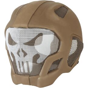 Full Face Helmet with Stencil, Light-Duty EVA Helmet & Breathable Face Shield, Eye Goggles & Ear Protective Gear Combos with Soft Foam Lined, Impact Resistant Steel Mesh, Cushioning Headgear