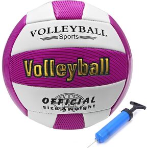 Volleyball Official Size Thicker Leather Waterproof Anti-Explosion Design Boys Girls Adults Training Practice Indoor Outdoor Beach Pool Play