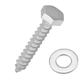5/16 x 1-1/4" Hex Head Lag Screws Bolts with Flat Washers (20 Sets), 304 Stainless Steel 18/8, Full Thread, Deck Screws, Heavy Duty Hex Head Wood Lag Screws, Fayeploo