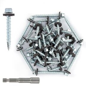 #10 x 2" Metal Roofing Screws (300 Pcs) Sheet Metal Screws with Rubber Washer, Metal to Wood Siding for Roofing Panels, Hex Head