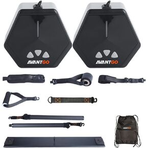 Portable Home Gym, Multifunctional Cable Fitness Machine, 7-66/7-132 lbs Resistance Adjustable Functional Trainer, App & Bluetooth Connection, Full Body Workouts, Fitness Anywhere, Gray
