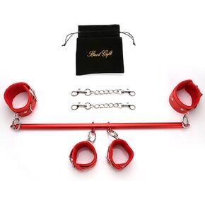 Adjustable Exercise Spreader Bar with 4 Adjustable Straps, Yoga Training Fitness Gear, Home Pilates Tools, Workout Bar,Sports Gym Kit with Fur Flocking Storage Bag