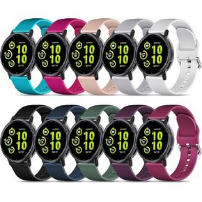 20mm Watch Bands Compatible with Garmin Vivoactive 5 Band,10 Pack Soft Sport Strap for Garmin Venu/Venu Sq/Venu Sq 2/Venu 2 Plus/Vivoactive 3/Vivoactive 3 Music/Forerunner 165/55/245 Music for Women