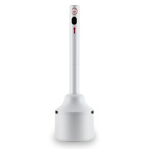 Outpost Site Saver Cigarette Butt Receptacle, Hexagon Shape Cigarette Butt Collector Receptacle Disposal Outdoor, SPCC Steel Plate Ashtray for Outside Patio, 5 Gallon Capacity, White