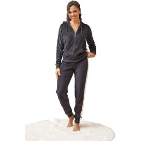 Womens Jogging Suits Sets Running Velour Outfit Zipper Warm Up 2 Pieces Hoodie and Pant Tracksuit