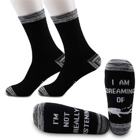 JXGZSO 2 Pairs Scuba Diver Gift I’m Not Really Listening I Am Dreaming Of Diving Socks