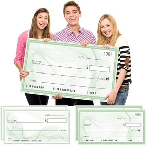 Dianelhall 4 Pcs Giant Check for Presentations 30 x 16 Inch Large Blank Check Oversized Big Checks Fake Check Realistic for Awards, Prizes, Fundraisers, Donations, Endowments, 2 Designs