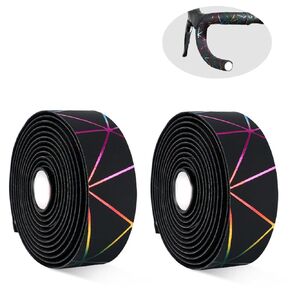 Bike Handlebar Tape, Bicycle Breathable Anti Slip PU Handle Grip Wrap 3 Colors Handle Wraps for Cycling (Black)