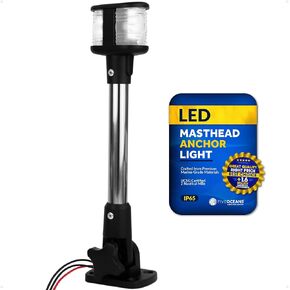 Five Oceans Anchor Light, Combination Masthead and All-Around Lights, Fold Down, LED Boat Navigation Lights, 12V DC, USCG 2NM Rule, 10.5" Fixed Mount, for Sailboats and Powerboats - FO4595