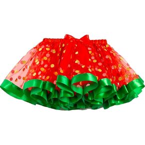 TWINKLEDE Christmas Costumes Tutu Skirt Red Xmas Tutus Girls Polka Dot Tulle Skirts for Kids 4-8T