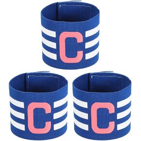 MECCANIXITY Soccer Captain Armband, Nylon Captain Arm Bands for Soccer Elastic Captain C Arm Band Sports Captain Armbands for Football Team Training Youth & Adult Blue, Pack of 3