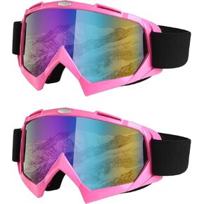 Ski Goggles-2 Pack Over Glasses Snow Snowboard Goggles- Anti-fog Anti-UV Protection Wide View for Men Women Adult