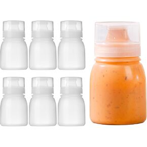 FEOOWV 6 pcs Condiment Porous Squeeze Bottles, Small Salad Dressing Container, Squeeze Bottles for Sauces, Salad Squeeze bottle, BBQ Sauce (6oz/180ml)