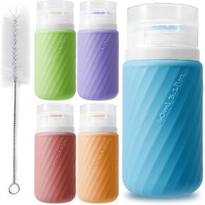 5 Pack Silicone Condiment Squeeze Bottles, Salad Dressing Container to go, 2 OZ Condiment Containers with Lids, Sauce Containers, Leak-Proof Sauce Bottles for Ketchup, Maple Syrup & Oil
