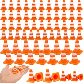 70 Pcs 1.5 Inch 1 Inch Mini Plastic Traffic Cones Miniature Traffic Cones Mini Traffic Signs Small Traffic Cones for Kids Multipurpose Sports Indoor Outdoor Games, 2 Size