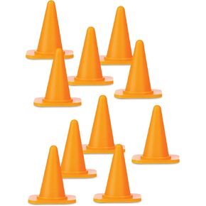 Archie McPhee Itty Bitty Traffic Cones – Tiny Vinyl Pylons for Safety, Desk Organization, Candy Protection & Mini Race Car Fun (10 Count)