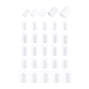 DMiotech 25 Pack 1/4" 3/8" 1/2" 3/4" 7/8" ID White Screw Thread Protectors Rubber End Caps Bolt Covers for Screw Bolt Furniture Pipe