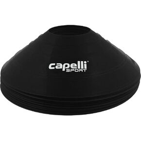 Capelli Sport Training Cones, Set of 10 Agility and Practice Drills Equipment with Carry Strap for Soccer, Football, Baseball, and Basketball, Black