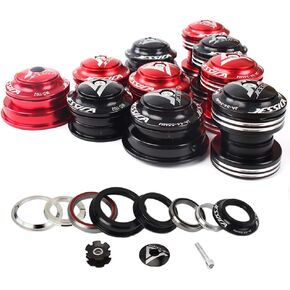 Jessica 【US Stock】 34/44/44-55/44-56mm 1-1/8 Threadless Double Sealed MTB Bearings Lightweight Headset, fit Mountain Bike Road Bicycle Straight Tapered Tube Frame Fork Star Nut Top Cap