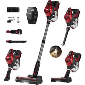 Cordless Vacuum Cleaner, 30Kpa Home Stick Vacuum, Smart Display & 1.5L Dust Cup, 55mins Max Runtime, Rechargeable Lightweight Handheld Vavuum for Pet Hair/Carpet/Hardwood Floor/Car
