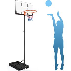 Portable Basketball Hoop, 3.2-7FT Adjustable Height, 30 Inch Backboard, Indoor Outdoor Basketball Goal for Kids, Youth, Adults, Driveway, Backyard