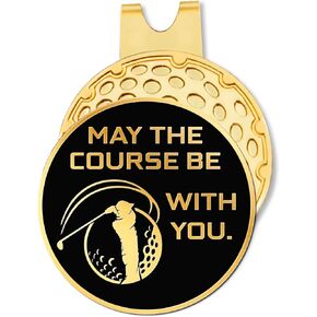 Hafhue May The Course Be with You Black Gold Golf Ball Marker with Magnetic Hat Clip, Funny Golf Accessories and Golf Gifts for Women Men Mom Grandma, for Golfer Golf Lovers