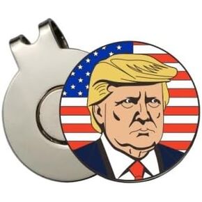 Mr. President Donald Trump Funny Golf Ball Marker Premium Magnetic Hat Clip - USA Flag Design