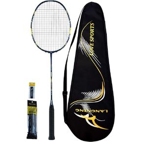 Ultralight Badminton Racket Set, 9U 62gram Tension Full Carbon Fiber Black Badminton Racquet(Air9U Plus) (77)