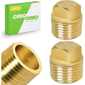 2 Pack 1/2 Inch NPT Solid Brass Boat Drain Plugs, Garboard Drain Plug, Boat Plug Fits Most Boat Hulls, Livewell and Lawn Roller Plugs