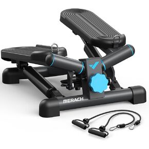MERACH Mini Stepper for Exercise, Twist Stair Stepper 330LBS Capacity, Stepper Exercise Equipment with Resistance Bands for Full Body Workout at Home