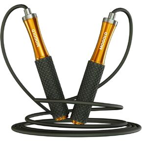 Jump Rope For Men Women Kids - Dual Ball Bearing 360 degree spin Metal Handle Core Covered Silicone Grip- Adjustable 10ft long Skipping Rope - Good For Workout Fitness Weight loss