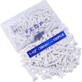 1 1/2'' Plastic Golf Tees - Pack of 100 Count Bulk – Short Tees for Irons, Par Threes, Hybrids, and Driving Range - 4 Prongs Plastic Golf Tees Performance Series Low Resistance Golf Tee White.