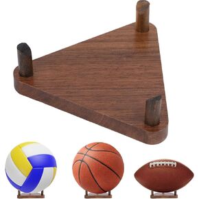 Ball Holder, 3 Pack Basketball Stand Football Stand Walnut Wooden Ball Stand Holder Display Stand for Basketball Football Soccer Volleyball