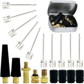 20 Pcs Inflator Needles Converter Pump Kit Bicycle Valve Adapter DV AV SV Converter Basketball Pump Football Ball Pump Sports Ball Inflator Equipment