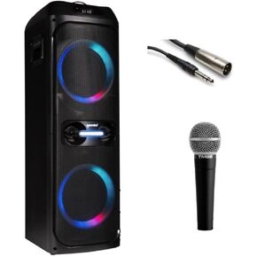 Gemini Sound GHK-2800-4800W Party Speaker Bundle with Polsen M-85 Professional Dynamic Handheld Microphone (Dark Gray) XLR to TRS Cable