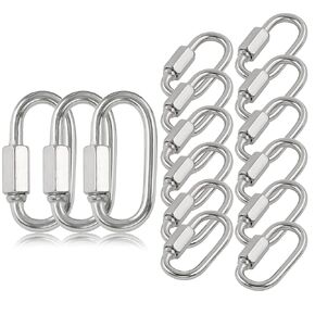 15pcs M4 Quick Link Chain, 5/32 Inch Stainless Steel Quick Links, D Shape Locking Quick Connector - 500lb Capacity